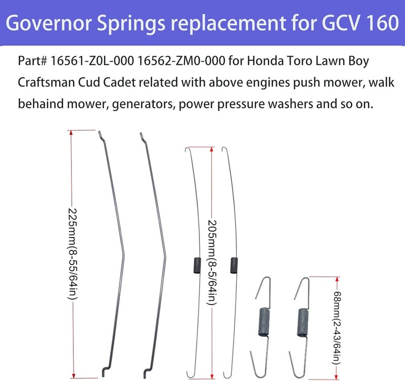 Strongthium Governor Throttle Return Springs Linkage Kit Speed Control Springs Throttle Rod Assortment for Honda GX GCV Briggs and Stratton Small Engines - Image 2